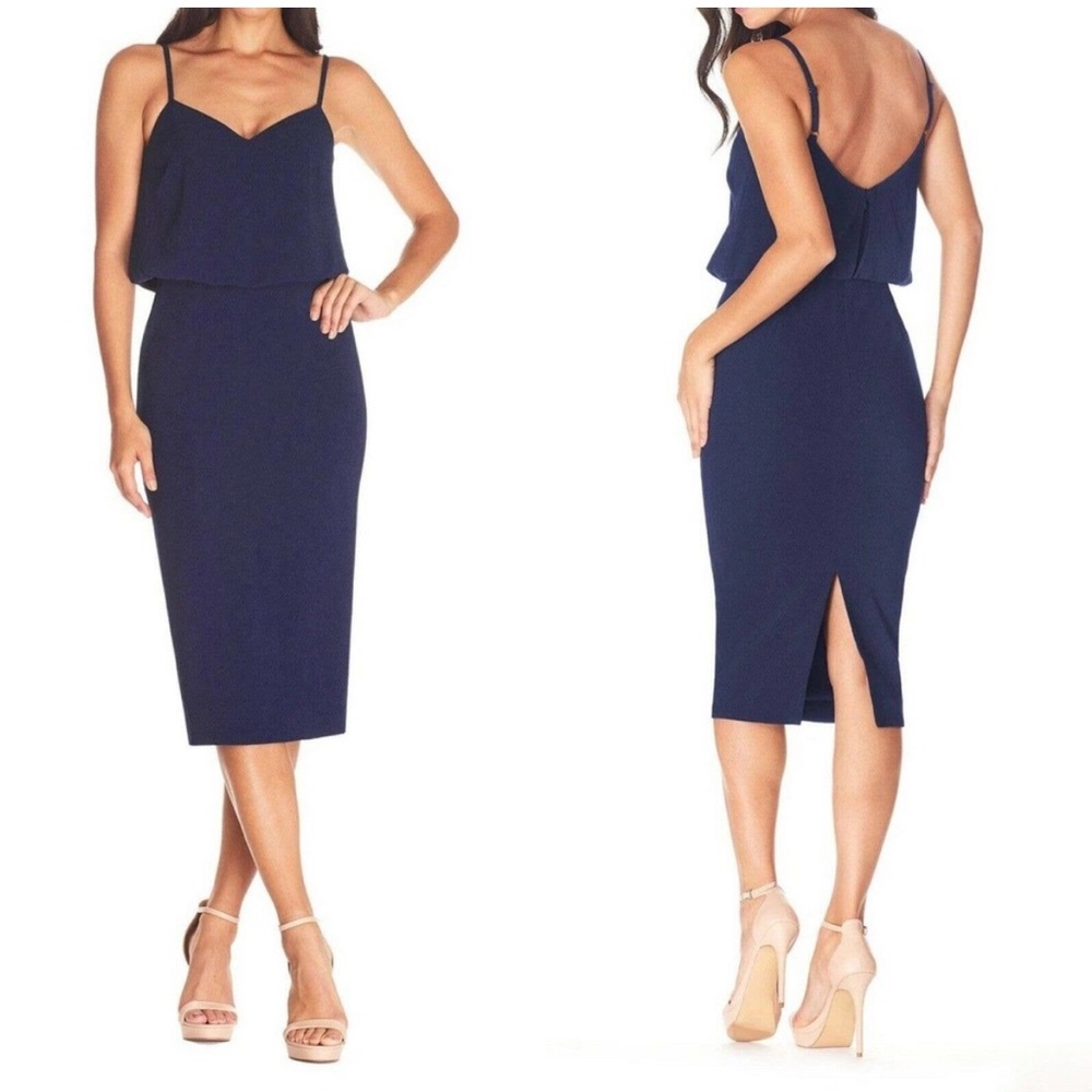 Dress the Population Midi Dress in Navy
